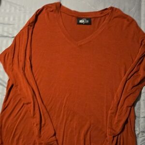 Mossimo Rust V-Neck Long Sleeve Top